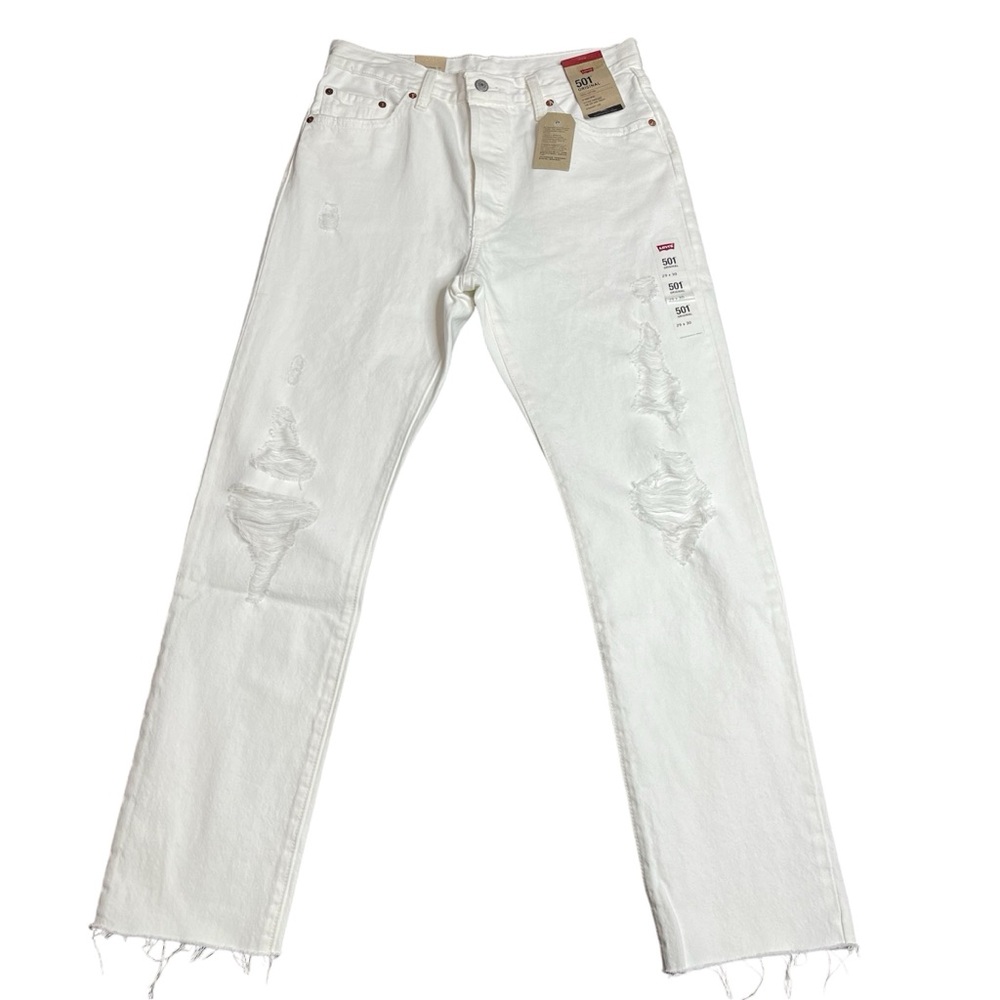 Levi's White Distressed 501 Jeans size 29x30